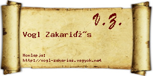 Vogl Zakariás névjegykártya